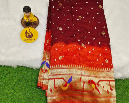 Original Paithani Border Hand Knot Bandini Sarees - MUNNI8