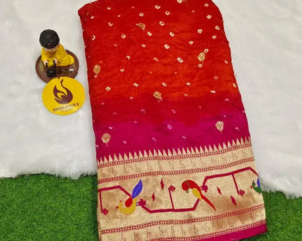 Original Paithani Border Hand Knot Bandini Sarees - MUNNI10