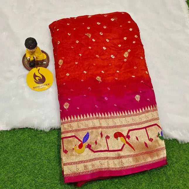 Original Paithani Border Hand Knot Bandini Sarees - MUNNI10