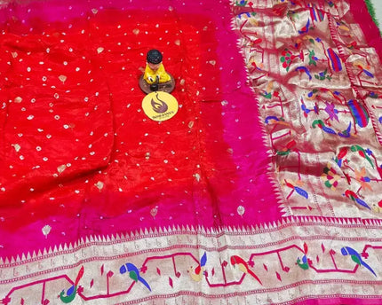Original Paithani Border Hand Knot Bandini Sarees - MUNNI10