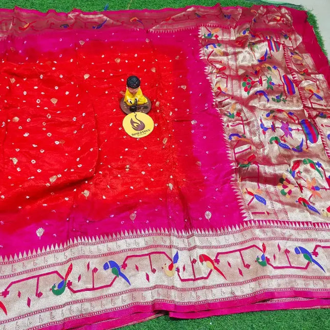 Original Paithani Border Hand Knot Bandini Sarees - MUNNI10