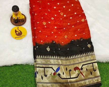 Original Paithani Border Hand Knot Bandini Sarees - MUNNI7