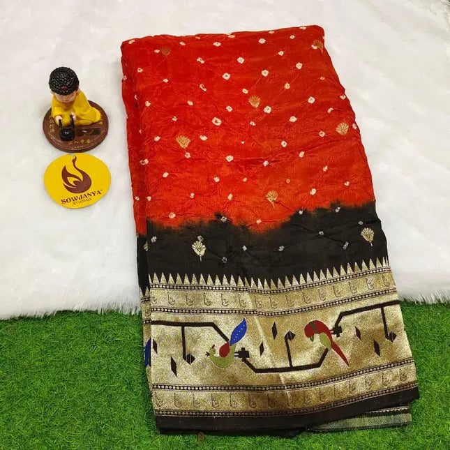 Original Paithani Border Hand Knot Bandini Sarees - MUNNI7