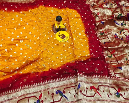 Original Paithani Border Hand Knot Bandini Sarees - MUNNI3