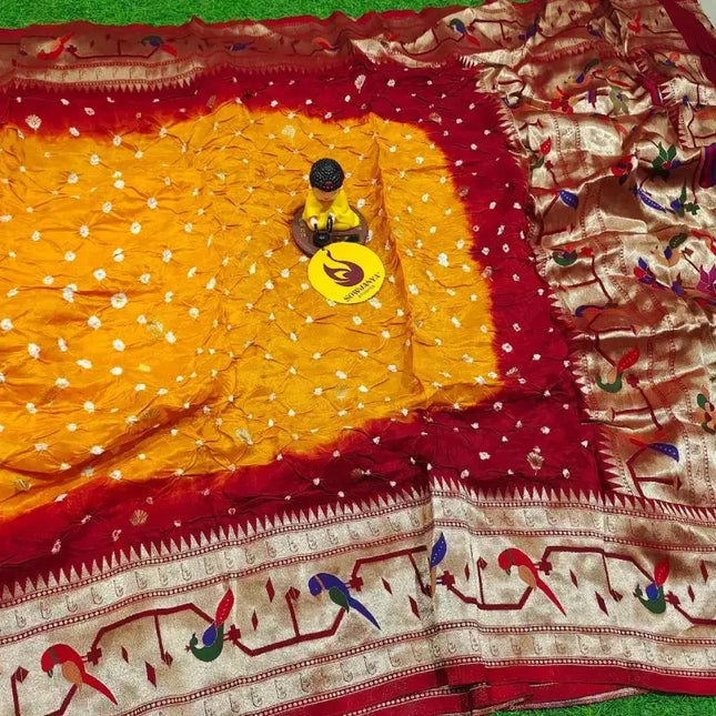Original Paithani Border Hand Knot Bandini Sarees - MUNNI3