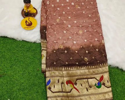 Original Paithani Border Hand Knot Bandini Sarees - MUNNI1