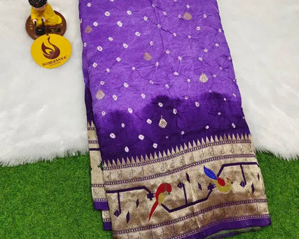 Original Paithani Border Hand Knot Bandini Sarees - MUNNI4