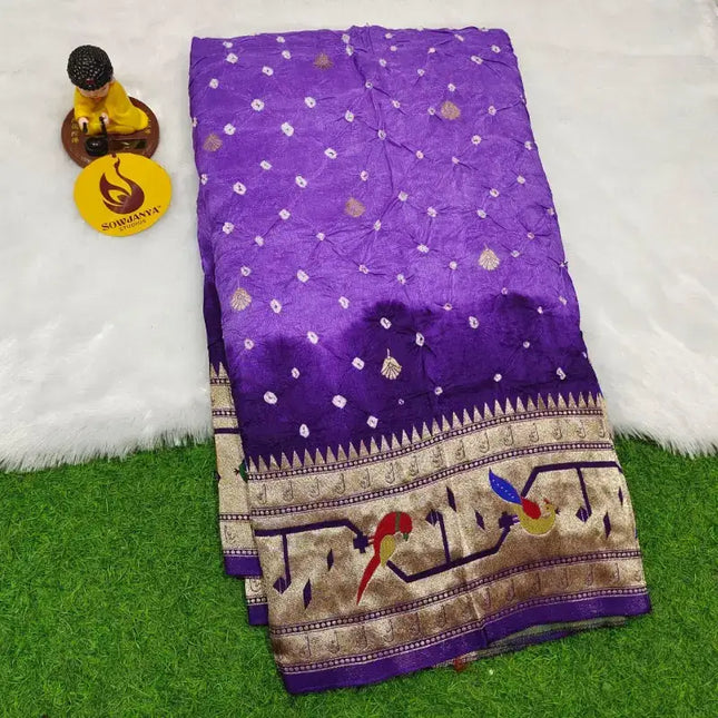Original Paithani Border Hand Knot Bandini Sarees - MUNNI4