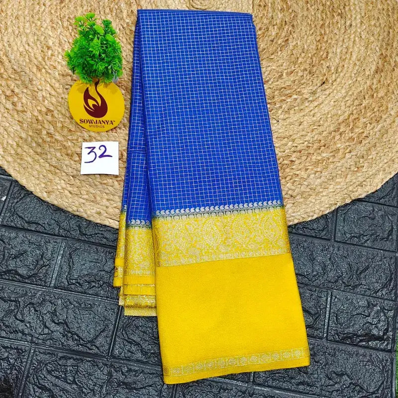 Premium Quality Mysore Crepe Sarees with Rich Pallu  - MYSORE032
