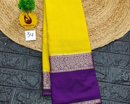 Premium Quality Mysore Crepe Sarees with Rich Pallu  - MYSORE034
