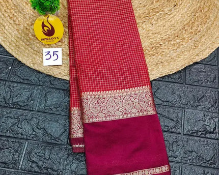 Premium Quality Mysore Crepe Sarees with Rich Pallu  - MYSORE035