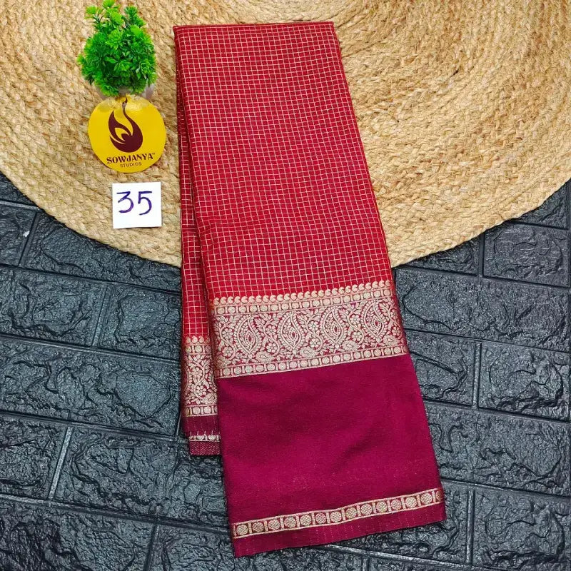 Premium Quality Mysore Crepe Sarees with Rich Pallu  - MYSORE035