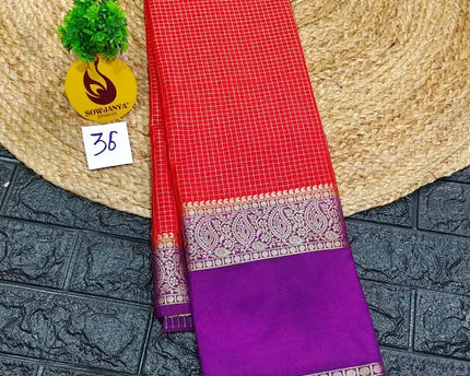 Premium Quality Mysore Crepe Sarees with Rich Pallu  - MYSORE036