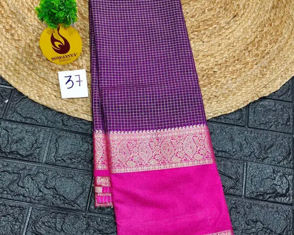 Premium Quality Mysore Crepe Sarees with Rich Pallu  - MYSORE037