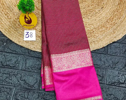 Premium Quality Mysore Crepe Sarees with Rich Pallu  - MYSORE038