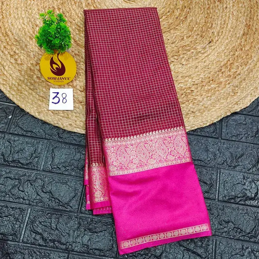 Premium Quality Mysore Crepe Sarees with Rich Pallu  - MYSORE038