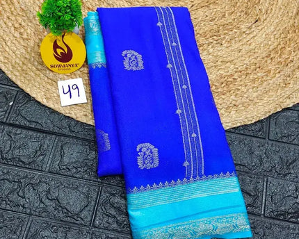 Premium Quality Mysore Crepe Sarees with Rich Pallu  - MYSORE049