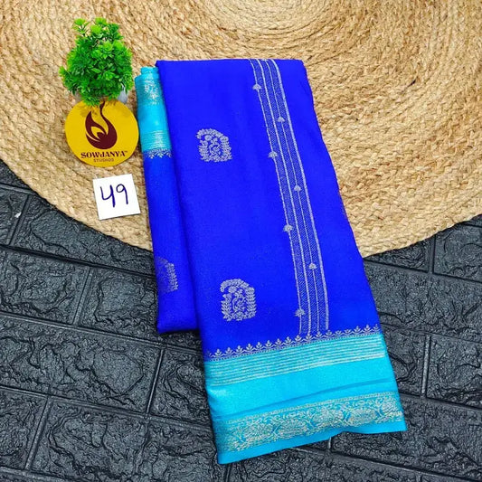 Premium Quality Mysore Crepe Sarees with Rich Pallu  - MYSORE049