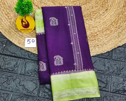 Premium Quality Mysore Crepe Sarees with Rich Pallu  - MYSORE050