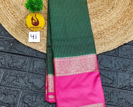 Premium Quality Mysore Crepe Sarees with Rich Pallu  - MYSORE041