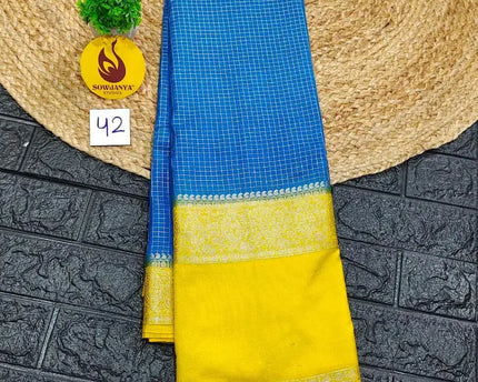 Premium Quality Mysore Crepe Sarees with Rich Pallu  - MYSORE042