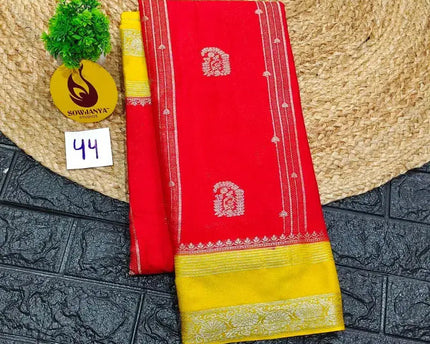 Premium Quality Mysore Crepe Sarees with Rich Pallu  - MYSORE044