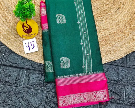 Premium Quality Mysore Crepe Sarees with Rich Pallu  - MYSORE045
