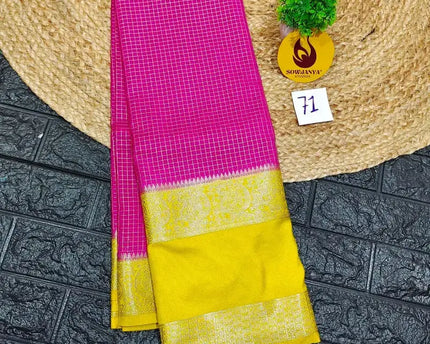 Premium Quality Mysore Crepe Sarees with Rich Pallu  - MYSORE071