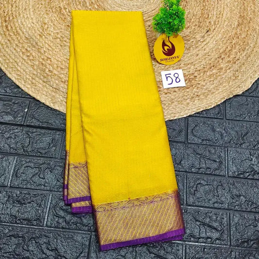 Premium Quality Mysore Crepe Sarees with Rich Pallu  - MYSORE058