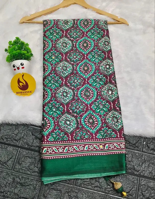 Japan Satin Crape Original Mirror Sarees43 - AJRAK