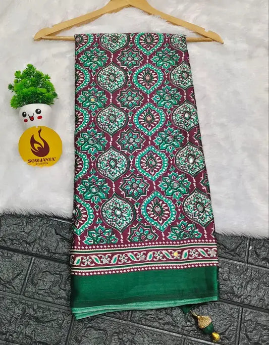 Japan Satin Crape Original Mirror Sarees43 - AJRAK