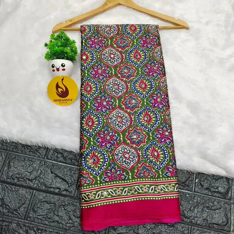 Japan Satin Crape Original Mirror Sarees45 - AJRAK