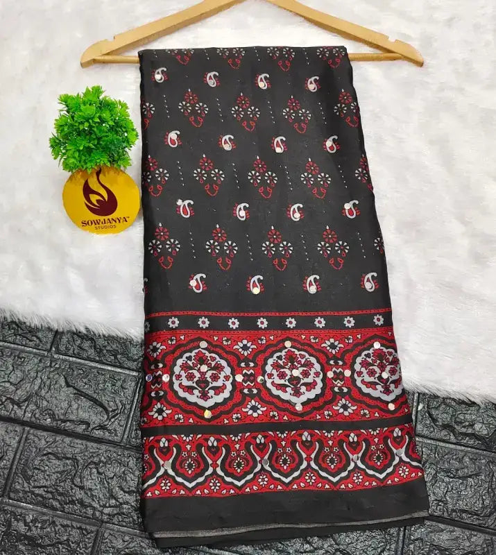 Japan Satin Crape Original Mirror Sarees40 - AJRAK