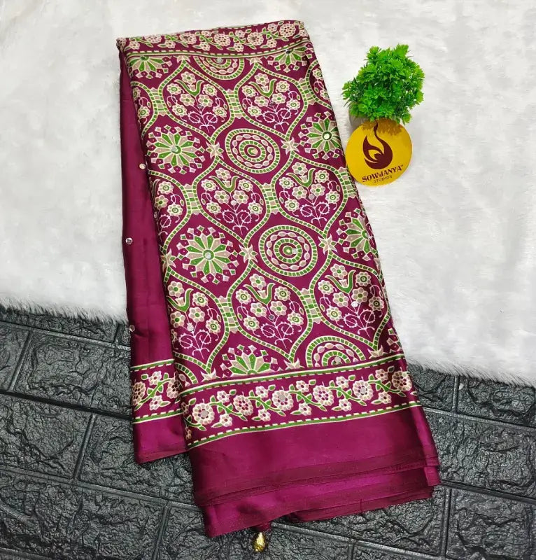 Japan Satin Crape Original Mirror Sarees50 - AJRAK