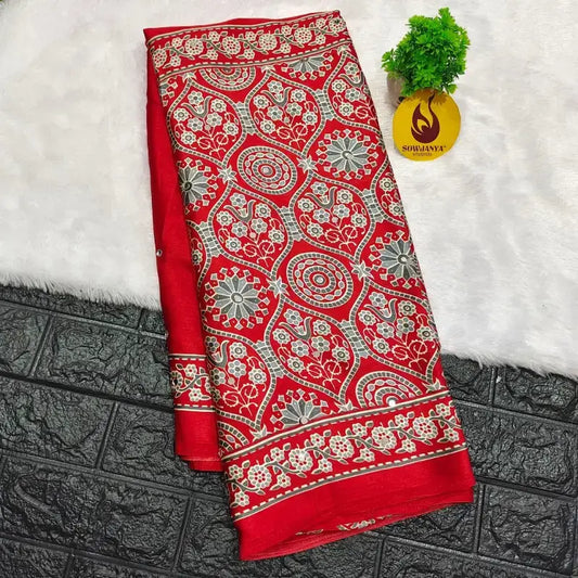 Japan Satin Crape Original Mirror Sarees53 - AJRAK