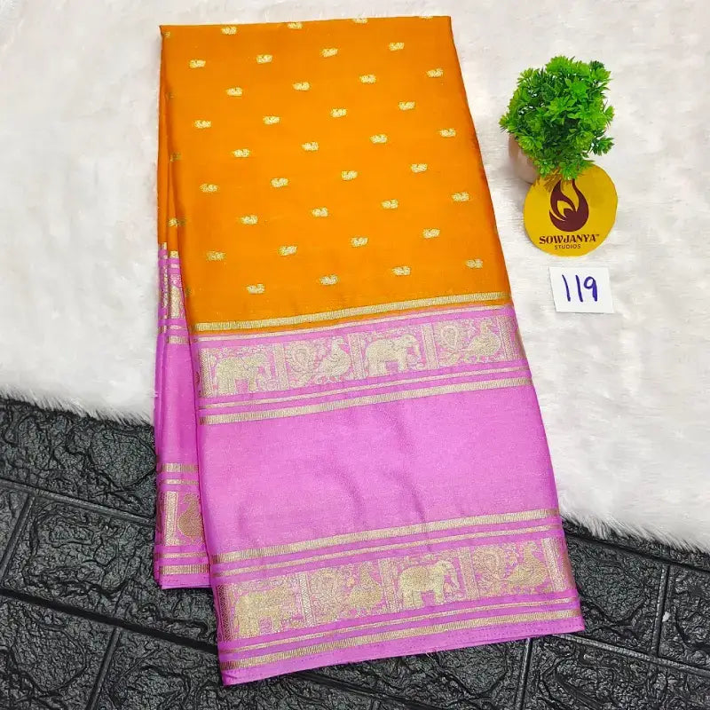 Premium Quality Mysore Crepe Sarees  - MYSORE0119