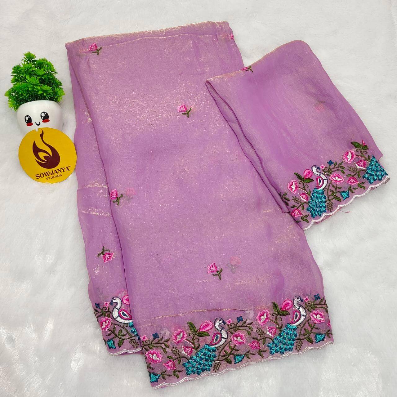 Designer Space Silk Embroidery Work Sarees -  SANJU4
