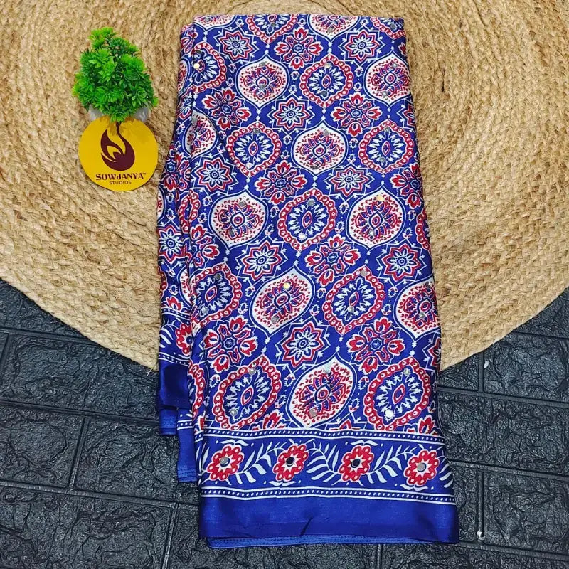 Japan Satin Crape Original Mirror Sarees59 - AJRAK