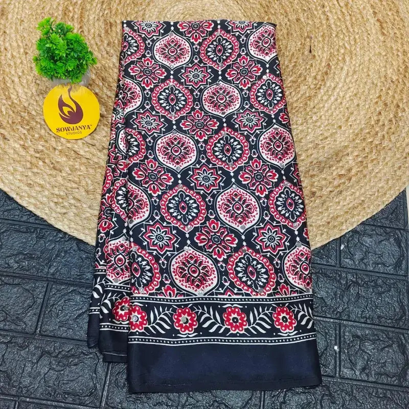 Japan Satin Crape Original Mirror Sarees57 - AJRAK