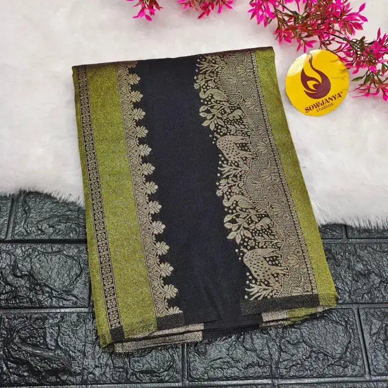 Premium Viscose Crape Heavy Zari work Sarees - YEAR