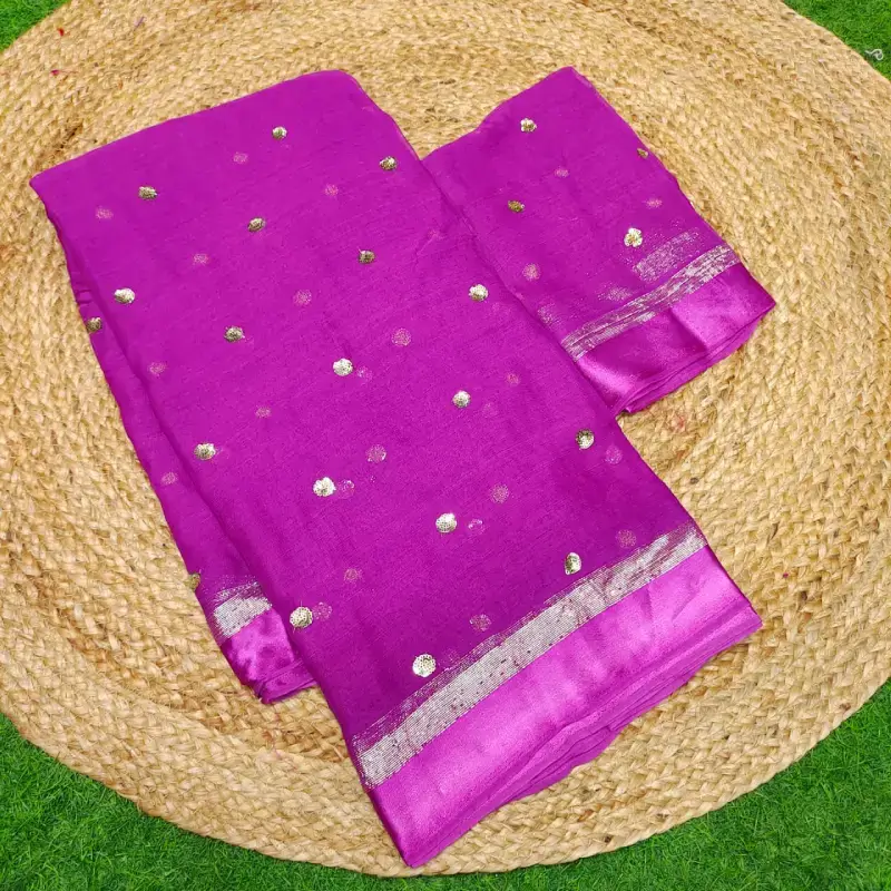 Pure Viscose Sequence Butti Satin Border Sarees - SSBSS2