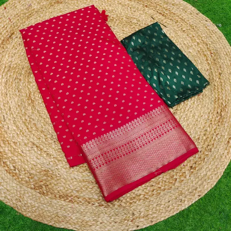 Crape Crush Weaving Butti Georgette Sarees - SSWBR1