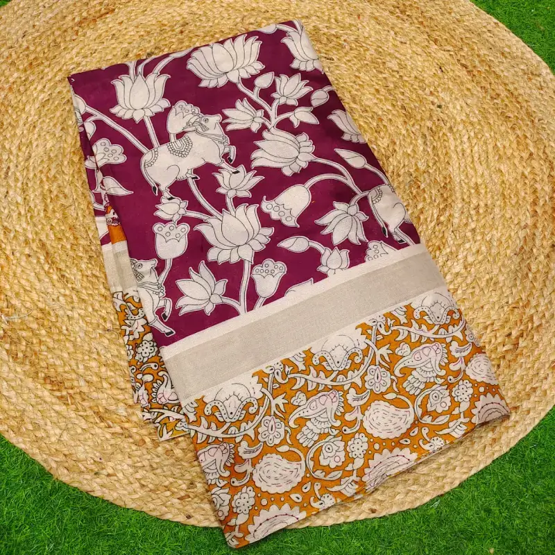 Kalamkari Silk Sarees With Zari Line - SSKSL3