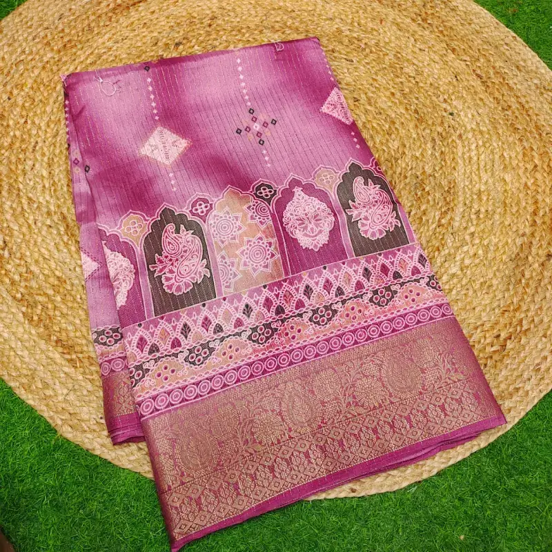 Fancy Zari Line Saree with Kanchi Style Border - SSFZB6