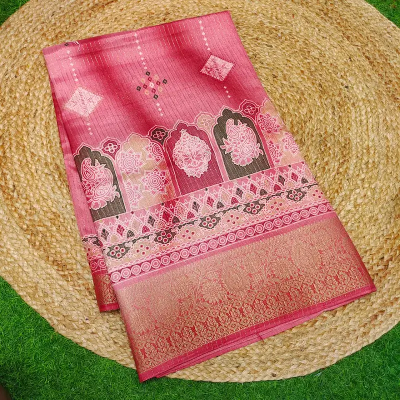 Fancy Zari Line Saree with Kanchi Style Border - SSFZB5