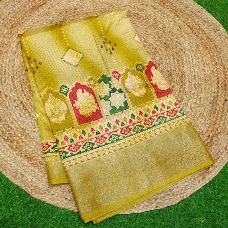 Fancy Zari Line Saree with Kanchi Style Border - SSFZB1