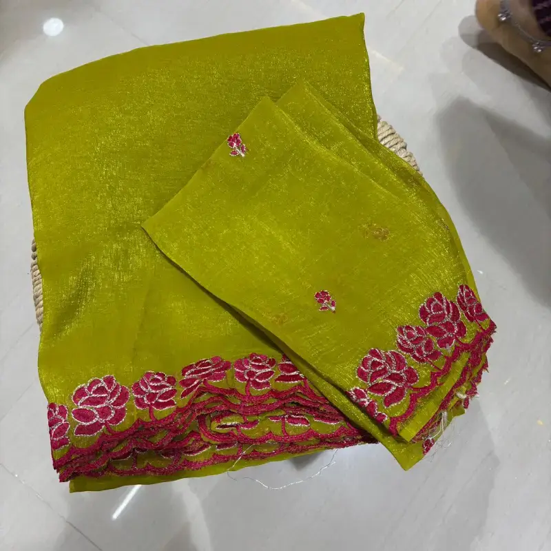 Premium Crush Embroidery cut Work Sarees - STORE4