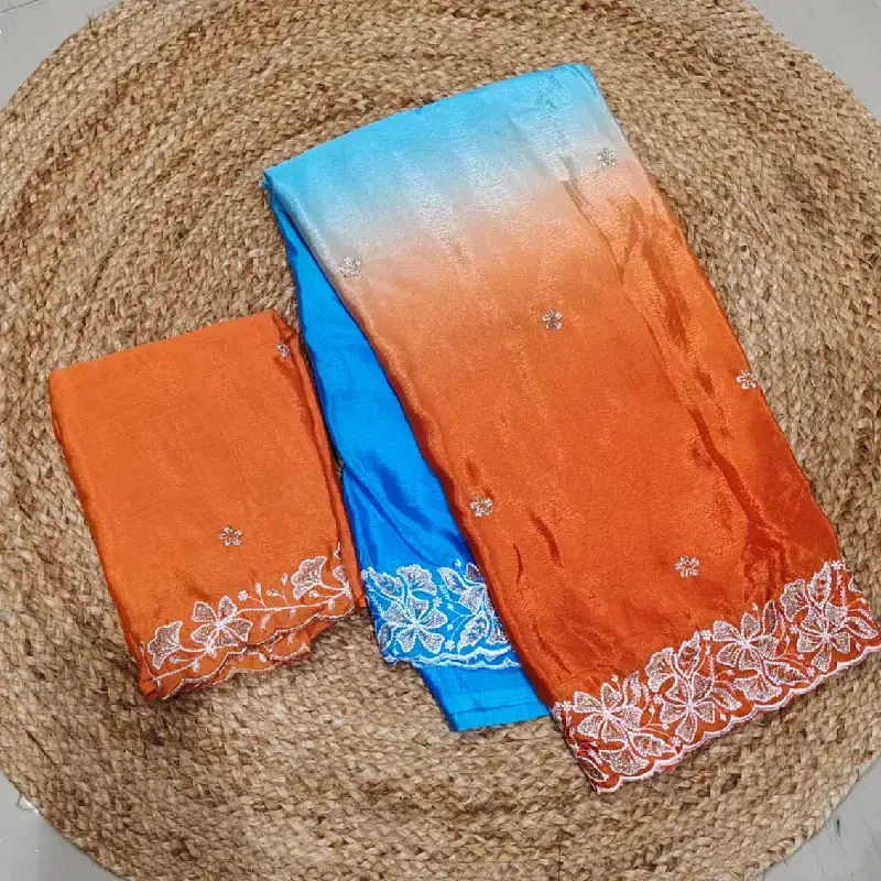 Chinon Cut Work Sarees - SSCNN4