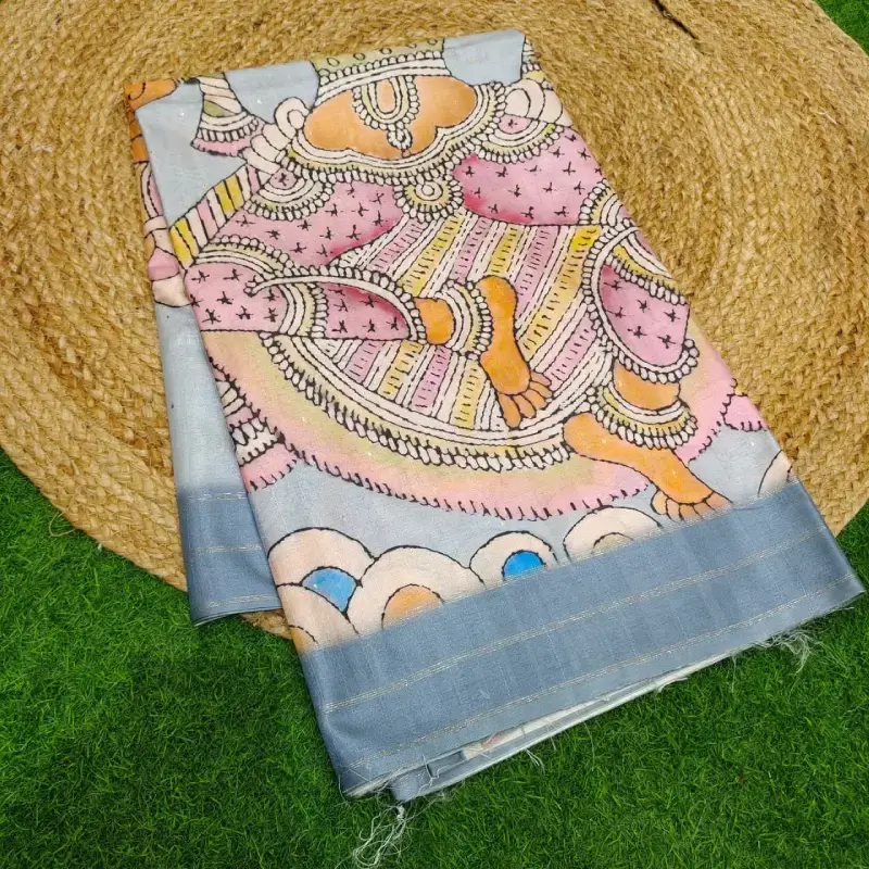 Soft Tussar  With Kalamkari Design Sarees - SSKLK1