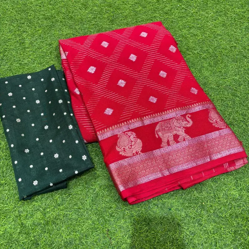 Viscose Georgette Sarees -SSRED1